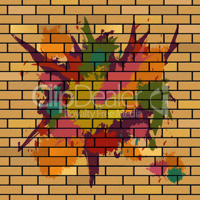 Brick Wall Shows Brick-Wall Splattered And Splashes