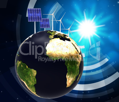 Solar Panel Indicates Alternative Energy And Globalise