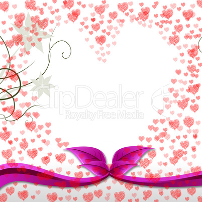 Hearts Floral Means Valentines Day And Bouquet