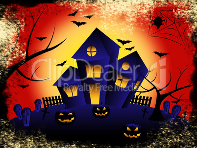 Haunted House Shows Trick Or Treat And Celebration