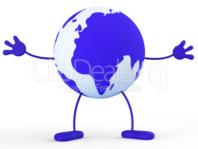 Character World Means Earth Globally And Worldly