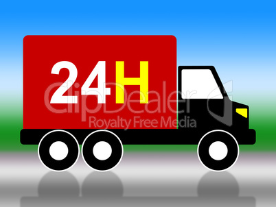 Truck Transport Indicates Twenty Four Hours And 24H