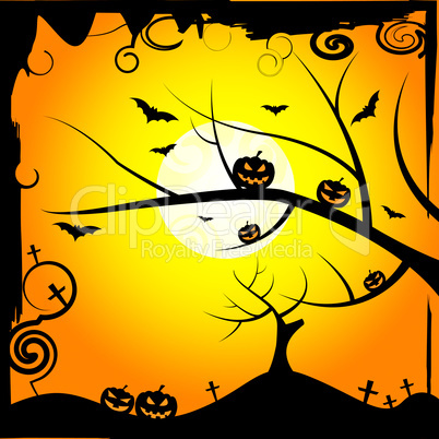 Sun Tree Means Trick Or Treat And Branch