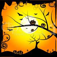 Sun Tree Means Trick Or Treat And Branch