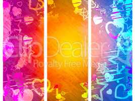 Grunge Background Shows Heart Shapes And Colorful
