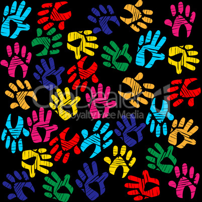 Handprints Colourful Means Background Vibrant And Watercolor