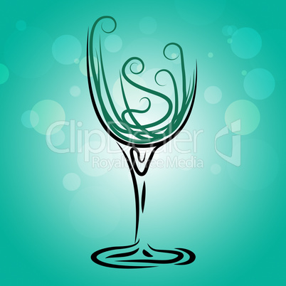 Wine Glass Shows Party Fun And Wineglass