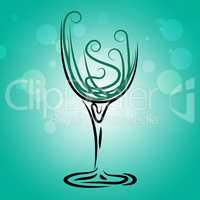 Wine Glass Shows Party Fun And Wineglass