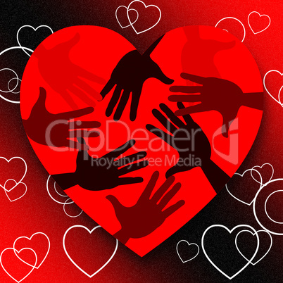 Hands Red Shows Valentines Day And Affection