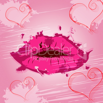 Lips Heart Indicates Valentines Day And Affection