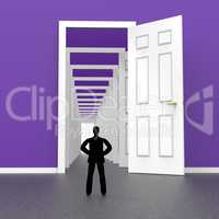 Silhouette Man Indicates Door Frames And Adult