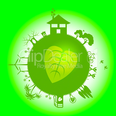 Eco Planets Represents Go Green And Eco-Friendly