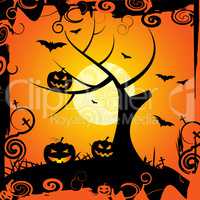Halloween Tree Means Trick Or Treat And Celebration
