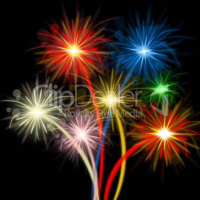 Color Fireworks Indicates Explosion Background And Celebration