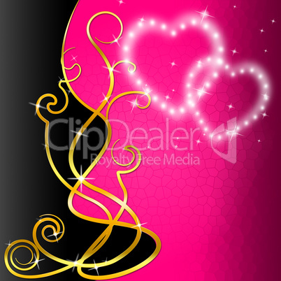 Floral Background Shows Valentine's Day And Artwork