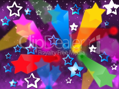 Colorful Stars Background Means Heavens Rays And Shining.