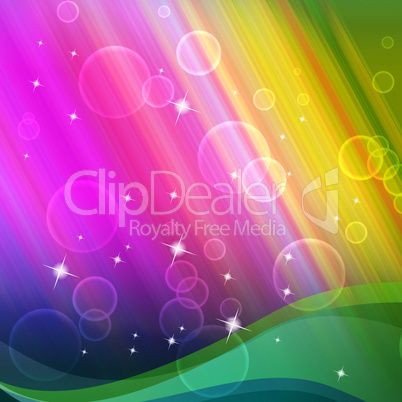 Rainbow Bubbles Background Shows Circles And Ripples.