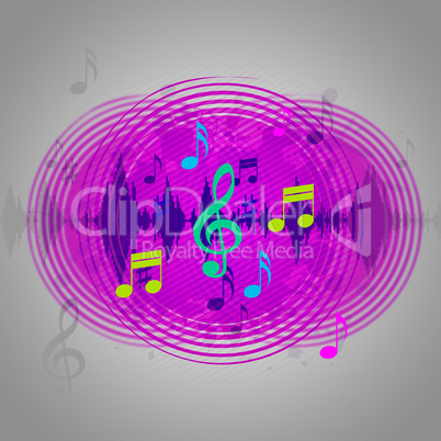 Purple Music Background Shows CD Record Or Pop.