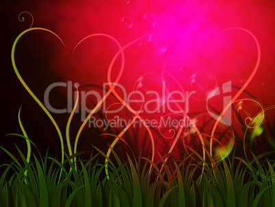 Grass Heart Background Shows Romantic Summer Or Garden.