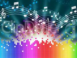 Rainbow Music Background Means Melody Singing And Soundwaves.