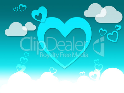 Hearts And Clouds Background Means Romantic Feeling Or Passionat