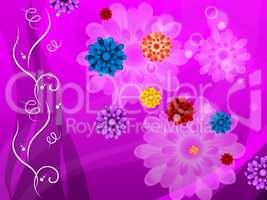 Purple Floral Background Means Colorful Flowers And Petals .