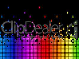 Rainbow Soundwaves Background Means Musical Playing Or DJ.