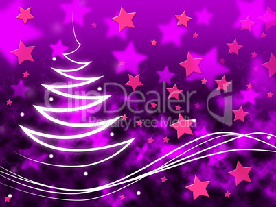 Purple Stars Background Means Night Sky And Zigzag.
