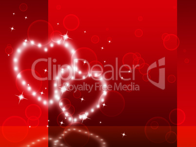 Red Hearts Background Shows Fondness Special And Sparkling.