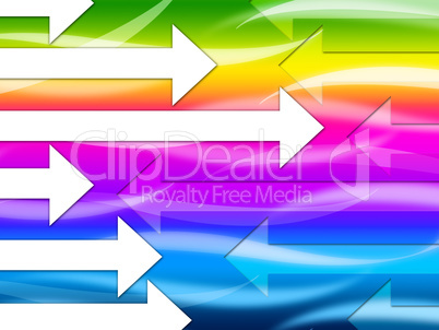 Multicolored Arrows Background Shows Colorful And Direction.
