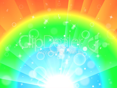 Bright Colourful Background Means Glowing Rainbow Or Twinkling W