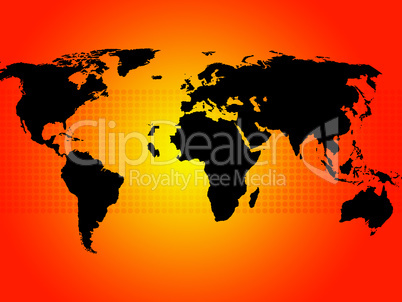 World Map Background Shows Continents And Countries.