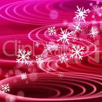 Red Rippling Background Means Ripples Circles And Snowflakes.