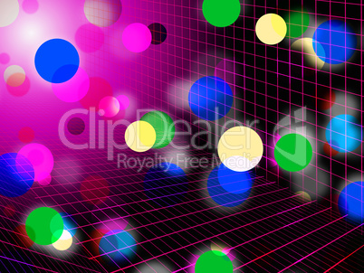 Pink Bubbles Background Shows Circles Grid And Shining.