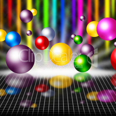 Colorful Background Means Balls Streaks And Grid.