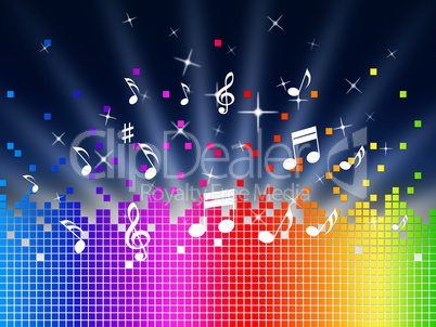 Rainbow Music Background Shows Harmony Sounddwaves Or Piece.