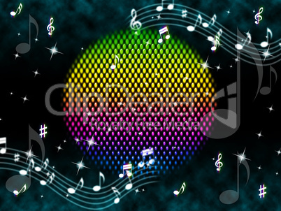 Music Ball Background Means Rainbow And Singers .