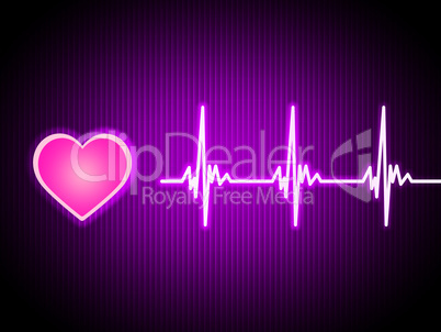 Purple Heart Background Shows Living Cardiac And Health.