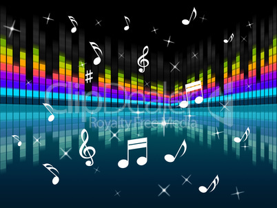 Music Background Means Harmony DJ Or Instruments.
