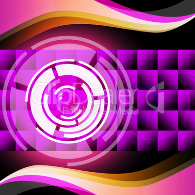 Purple Circles Background Shows Record Player And Music.
