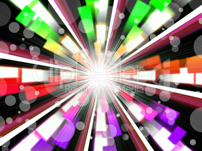Wheel Background Shows Rainbow Beams And Bubbles.