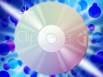 CD Background Means Listening To Songs And Blue Bubbles.