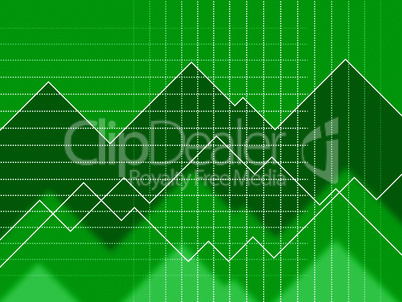 Green Spikes Background Means Grid Zigzags And Data.
