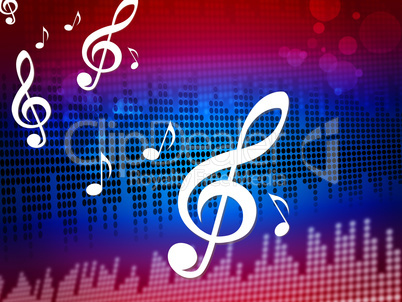 Treble Clef Background Shows Digital Audio Notes.