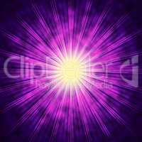 Purple Sun Background Means Bright Radiating Star.