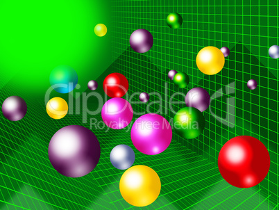 Green Balls Background Shows Brightness Colorful And Graph.