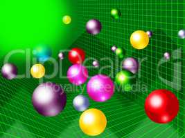 Green Balls Background Shows Brightness Colorful And Graph.
