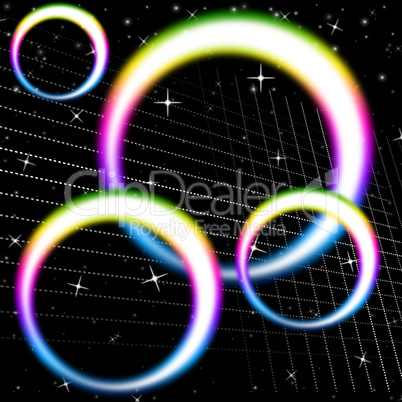 Rainbow Circles Background Means Colorful Circular And Heavens.