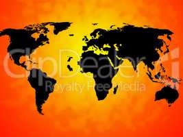 World Map Background Means International Oceans Or Global Map.