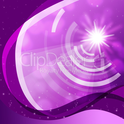 Purple Curvy Background Shows Sun And Data Waves.